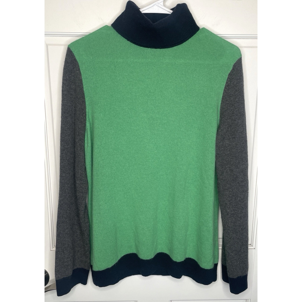 Talbots Women's Pure Cashmere Color-blocked Turtleneck Sz XL Long Sleeve Preppy